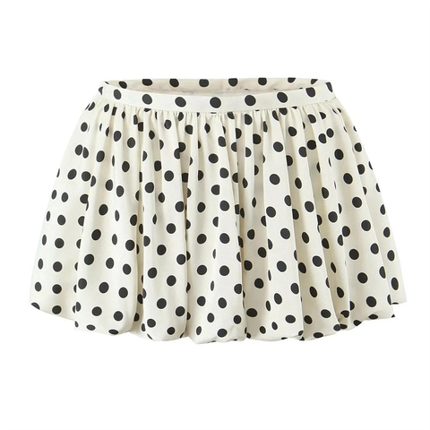 Minigonna Da Donna A Pois Bubble Vita Alta Pieghettata Linea A Poliestere Sexy Casual Streetwear