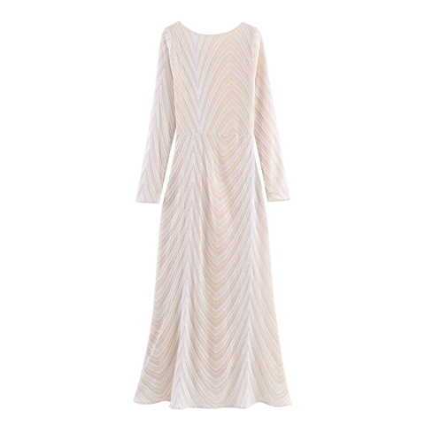 Elegantes Langarm Maxikleid Mit Pailletten Wasserfallausschnitt Schlanke Passform Geometrisches Muster Abendparty Für Damen