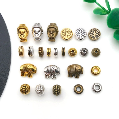 Alloy Spacer Beads Antique Finish Elephant Buddha Tree Of Life Pattern DIY Jewelry Making Accessories For Bracelet Necklace