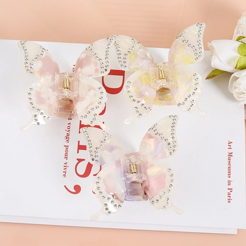 Pince À Cheveux Papillon Acétate Strass Grande Pince À Cheveux Accessoire De Coiffure Élégant Pour Femmes Filles