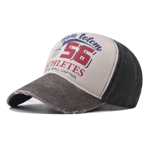 Cappello Da Baseball In Cotone Lavato Vintage Cappello In Denim Distressed Stampa Lettere Athletes Sole Hip Hop Regolabile
