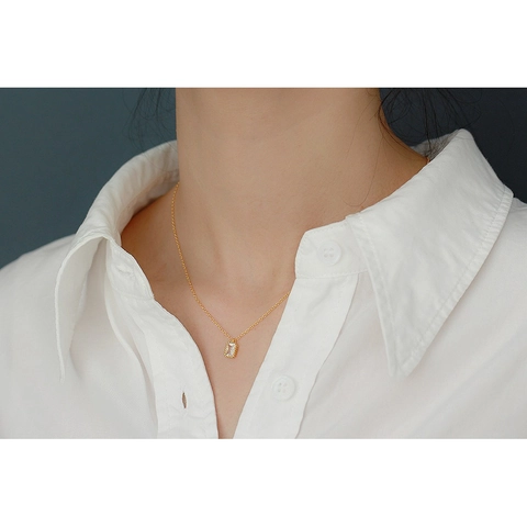 Collana In Argento Sterling 925 Con Pendente In Zirconia Rettangolare Elegante Catena Di Clavicole Vintage Per Donna