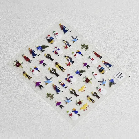Winter Snowman Theme 5D Nail Art Stickers Self Adhesive Ultra Thin Cute Cartoon Manicure Decals For Nail Decoration