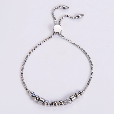 Bracciale Di Perle In Acciaio Inossidabile Per Donna Con Strass Chiusura Scorrevole Regolabile Gioiello Elegante E Delicato