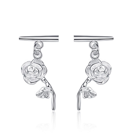 Minimalist Copper Rose Flower Stud Earrings For Women Elegant Gold Silver Plated Botanical Floral Fashion Jewelry Gift