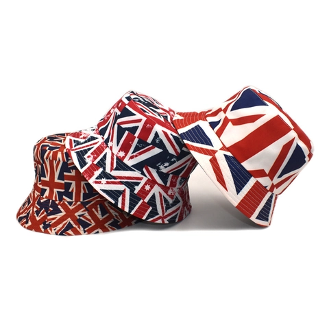 Chapeau Bob Imprimé Drapeau Britannique Union Jack Réversible Coton Polyester Protection Solaire Mode Unisexe
