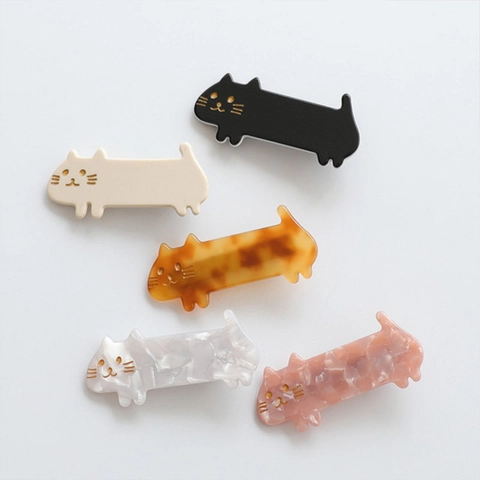 Schattige Kat Acetaat Haarclip Marmer Schildpad Patroon Zijclip Zoete Haaraccessoires Dames Meisjes