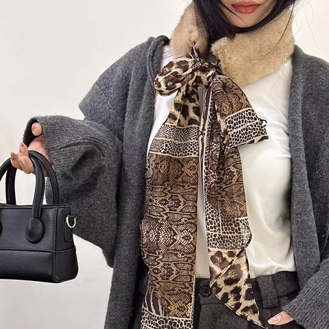 Dames Kunstbont Kraag Sjaal Luipaardprint Strik Nekwarmer Dik Warm Winter Mode Accessoire Elegant