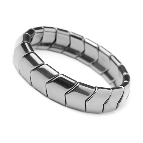 Poliertes Hämatit Magnetstein Perlenarmband Geometrisches Chevron Oval Minimalistischer Unisex Schmuck