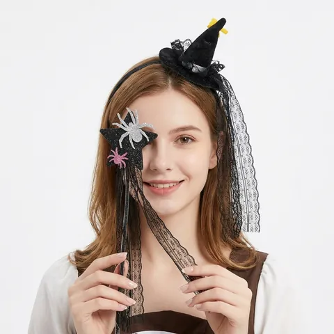 Diadema Halloween Varita Mágica Niños Niñas Calabaza Araña Fantasma Sombrero Bruja Malla Cinta Fiesta Disfraz Cosplay