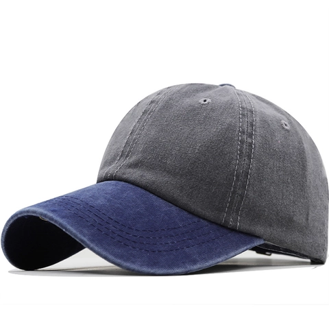 Cappello Da Baseball In Cotone Lavato Retro Distressed Colorblock Visiera Curva Regolabile Hip Hop