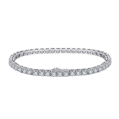 Pulsera Tennis de Plata de Ley 925 con Circonia para Mujer Corte Redondo Brillante Joyería para Boda Banquete Regalo