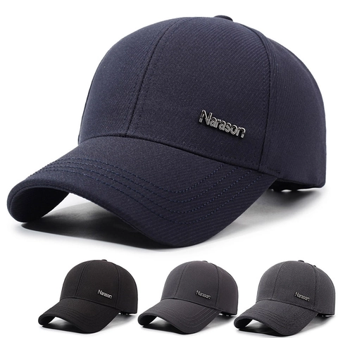 Gorra De Béisbol De Sarga De Algodón Visera Curva Hebilla De Metal Ajustable Protección Solar Deporte Para Hombres