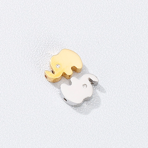Colgante De Elefante De Acero Inoxidable Con Diamantes De Imitación Forma De Animal Para Joyería DIY Accesorio Pulido