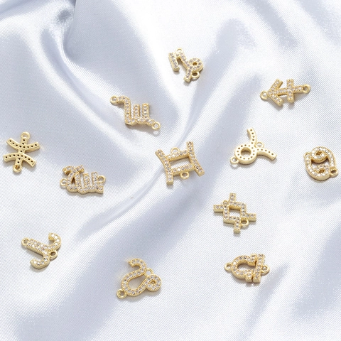 Breloques Connecteurs Constellation Micro-Pavé Zircon Laiton Double Boucle Pendentifs Pour DIY Création De Bijoux
