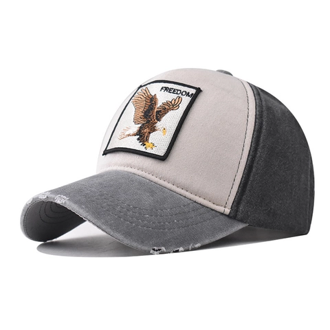 Adler Stickerei Gewaschene Baumwolle Baseballkappe Distressed Patch Trucker Hut Freedom Schriftzug Für Erwachsene Unisex