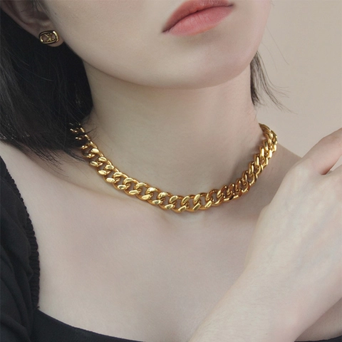 Collana a Catena a Maglia Cubana in Acciaio Inossidabile Hiphop Per Uomo Donna Placcata Oro Argento Gioielli di Moda Punk Urban