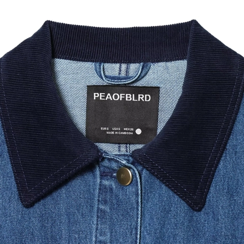 Giacca Di Jeans Da Donna Con Colletto In Velluto A Coste Bottoni Vestibilità Comoda Streetwear Casual Blu