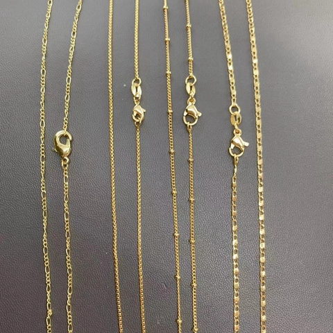18K Vergulde Koperen Ketting Voor DIY Sieraden Maken Minimalistische Bare Clavicle Figaro Box Kettingen