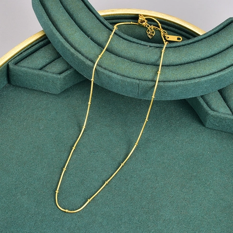 18K Gold Plated Titanium Steel Necklace Minimalist Snake Chain With Beads Satellite Choker For Women Elegant Jewelry