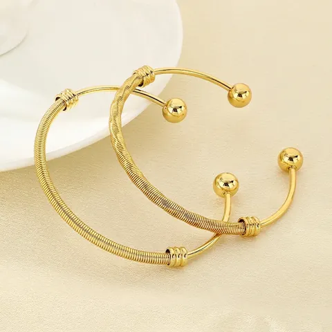 Minimalistischer Offener Armreif 18K Vergoldet Edelstahl Netzstruktur Drahtumwickelt Kugelende Armband Für Damen Mode