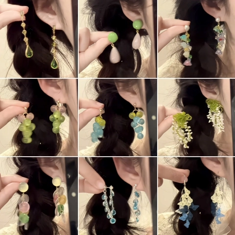 Pendientes De Perlas De Cristal Vintage Chapado En Oro Resina Floral Mariposa Joyas Colgantes Con Poste De Plata Para Mujer