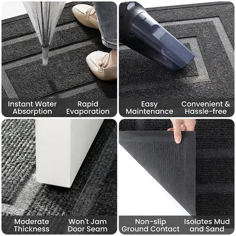 Felpudo Para Interior Y Exterior Alfombra De Entrada De Polipropileno Resistente Con Base De Goma Antideslizante Lavable