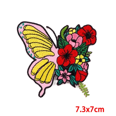 Punk Butterfly Skull Embroidery Patch Polyester Iron On Moth Patches For Clothing T-Shirt DIY Decoration Gothic Embroidered Applique