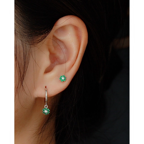 Flower Stud Earrings With 925 Sterling Silver Earring Post Colorful Zircon Screw Ball Back Helix Piercing Korean Style