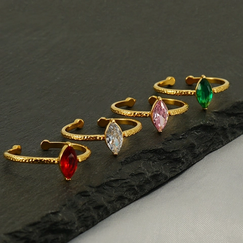 Anillo De Ojo De Caballo De Zirconia Incrustada De Acero Inoxidable Anillo Ajustable De Acero De Titanio Versátil