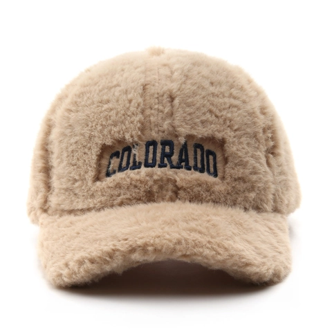 Winter Warm Faux Lambswool Baseball Cap For Men Women Colorado Letter Embroidery Plush Adjustable Sun Hat Outdoor Sport Windproof