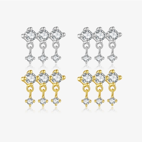 Cluster Zircon Dangle Earrings With 925 Sterling Silver Earring Post Elegant Minimalist Jewelry For Women