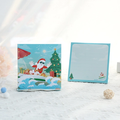 3D Pop-Up Weihnachtskarte Surfender Weihnachtsmann Lasergeschnittenes Papier Festlicher Gruß Weihnachtsgeschenk Mit Umschlag
