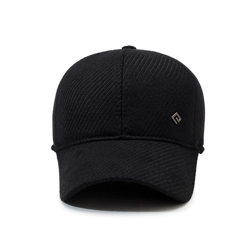 Men's Winter Baseball Cap With Ear Flaps Thickened Warm Woolen Twill Outdoor Windproof Hat Casual Solid Color
