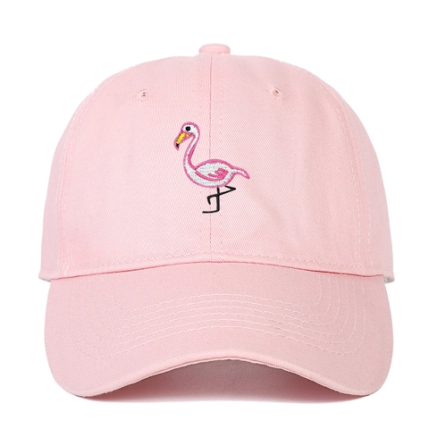 Gorra De Béisbol De Algodón Bordada Flamenco Protección Solar Al Aire Libre Ajustable Visera Curva Sombrero