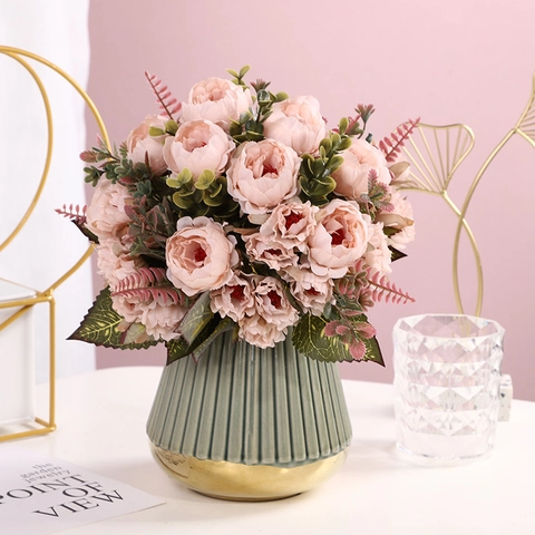 Artificial Peony Flowers Bouquet Satin Cloth Realistic Faux Peonies Home Decor Wedding Party Photography Props