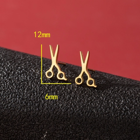 Creative Scissors Shape Stud Earrings Tiny Minimalist Stainless Steel Novelty Trendy Jewelry Gift Accessory For Women