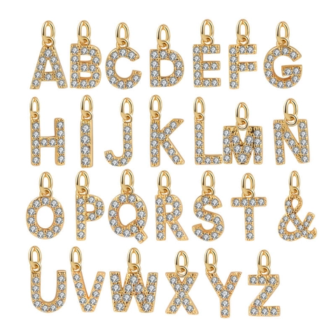 Alphabet Letter Pendant Necklace Copper Micro Pave Zircon Initial Charm Fashion Jewelry For Women Minimalist DIY Accessory