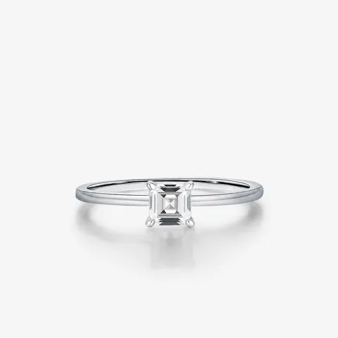 Moissanite Ring 925 Sterling Silver Asscher Cut Geometric Simple Sparkle Engagement Wedding Fine Jewelry For Women