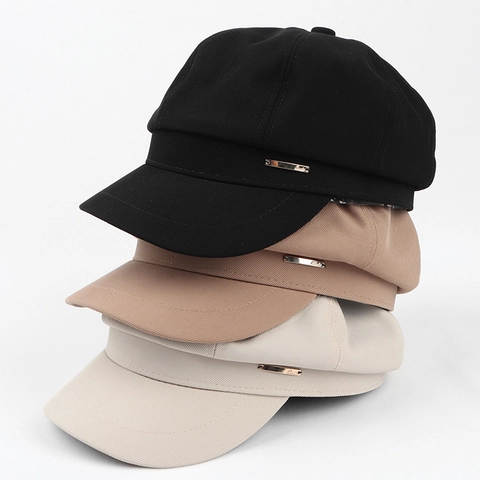 Women Vintage Octagonal Painter Hat Retro Solid Color Newsboy Cap Artistic Polyester Cotton Headwear Fashion Accessory For Travel Daily