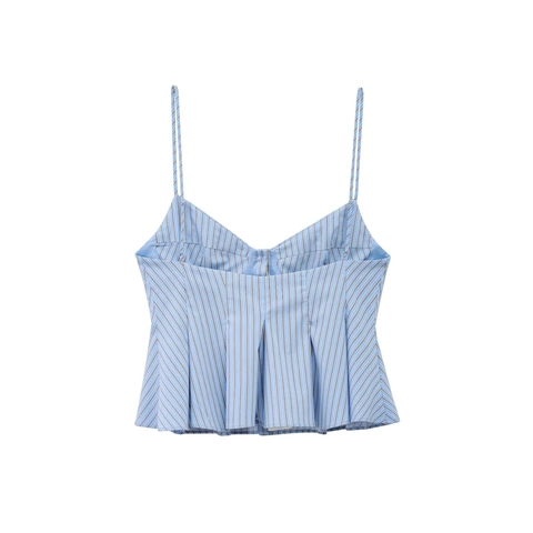 Top Canotta da Donna Sexy in Popeline Vestibilità Aderente Orlo Peplum Bottone Frontale Stile Corsetto Senza Maniche Streetwear