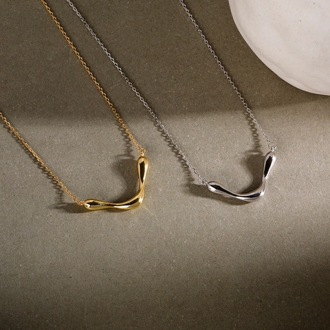 925 Sterling Zilveren V-Vormige Sleutelbeen Ketting Voor Dames Minimalistische Vloeiende Geometrische Hanger Sieraden Cadeau