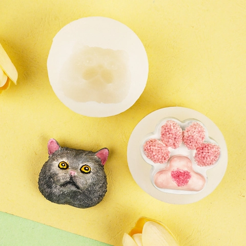 Diy Silikonform Katzenkopf Pfote Form Für Harz Aromatherapie Gips Kerze Schokolade Fondant 3D Süße Cartoon Handarbeit