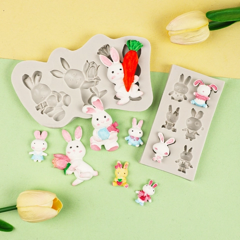 3D Rabbit Bunny Silicone Mold For Jelly Pudding Mousse Cake Decoration DIY Handmade Resin Clay Crafting Cartoon Cute
