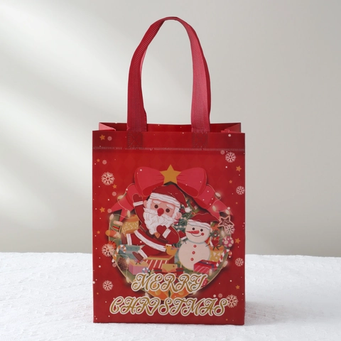 Sacchetti Regalo Di Natale In Tessuto Non Tessuto Laminato Portatili Motivi Babbo Natale Pupazzo Di Neve Festa