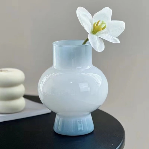 Modern Minimalist Glass Vase Lantern Shape Decorative Flower Vessel For Living Room Tabletop Home Decor Nordic Style