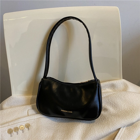 Borsa A Tracolla Minimalista In Pelle PU Per Donna Stile Francese Con Cerniera Dorata