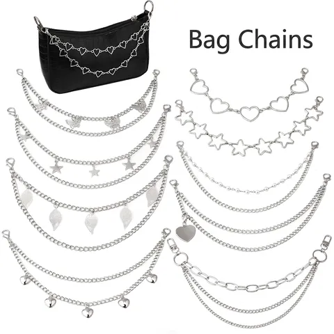 Decorative Metal Bag Chain Alloy Multilayer Butterfly Heart Star Charm Handbag Accessory For Women DIY Fashion Style
