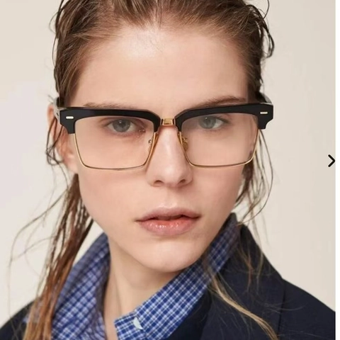 Damen Retro Quadratisch Browline Sonnenbrille UV400 Schutz PC Gläser Halbrahmen Kunststoff Metall Mode Brille SMU10Z