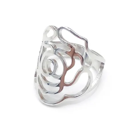 Anello Aperto in Acciaio Inossidabile Minimalista per Uomo Donna Regolabile Intagliato Cuore Foglia Fiocco Geometrico Floreale Gioielli Regalo
